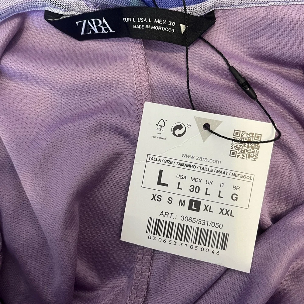 Zara Purple Marble Print Halter Midi Dress Size Large - Picture 7 of 8